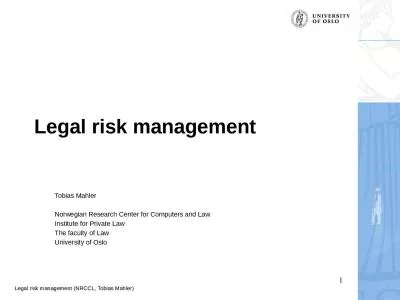 1 Legal risk management Tobias