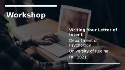 Workshop Writing Your Letter of Intent