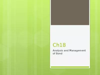 Ch18 Analysis and Management of Bond
