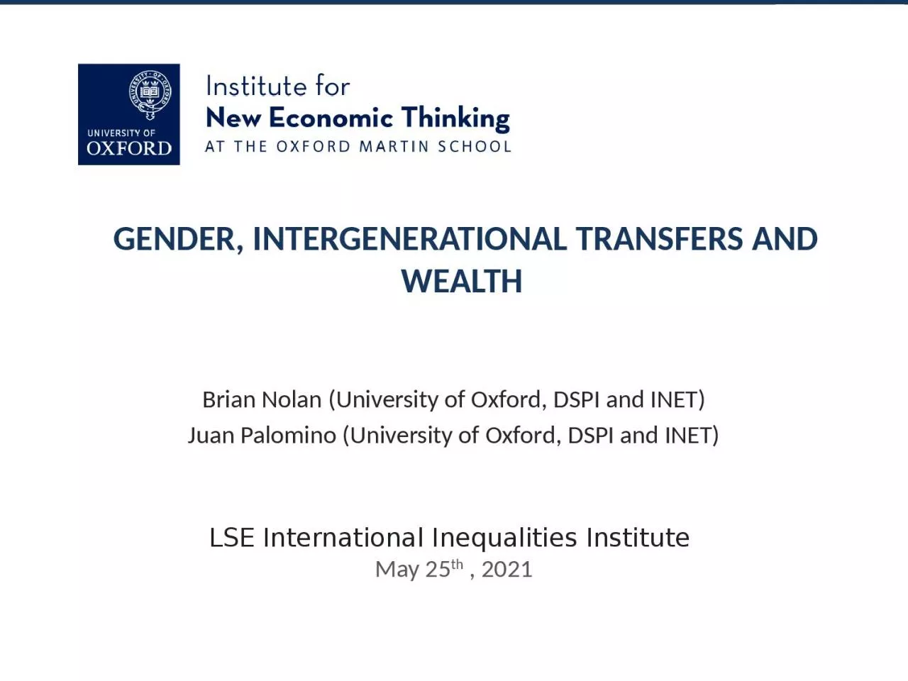 PPT-gender, Intergenerational transfers and wealth