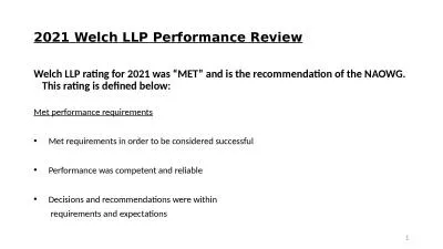 1 2021 Welch LLP Performance Review