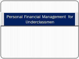 Personal Financial Management for Underclassmen