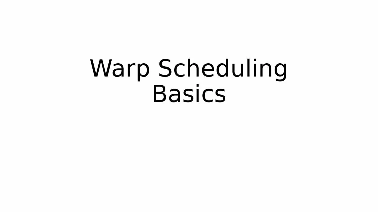 PPT-Warp Scheduling Basics Loose Round Robin (LRR)