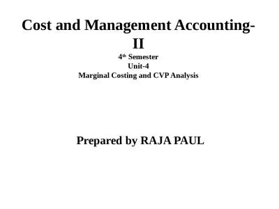 Cost and Management Accounting-II