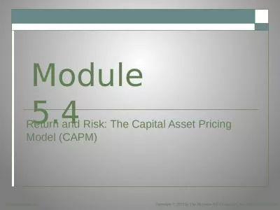 Return and Risk: The Capital Asset Pricing Model (CAPM)