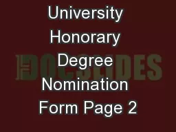 McMaster University Honorary Degree Nomination Form Page 2