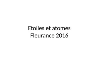 Etoiles et atomes  Fleurance 2016