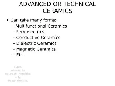 Advanced or technical ceramics