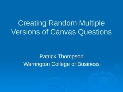 Creating Random Multiple Versions of Canvas Questions