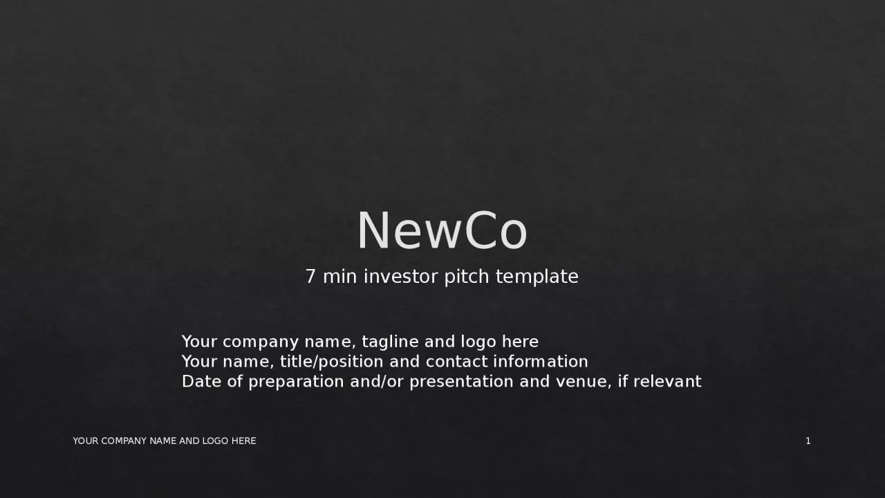 PPT-NewCo 7 min investor pitch template