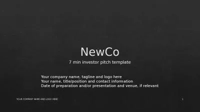 NewCo 7 min investor pitch template