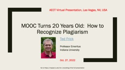 MOOC Turns 20 Years Old:  How to Recognize Plagiarism