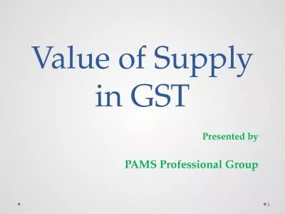 Value of Supply in GST Presented by