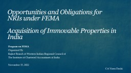 Opportunities and Obligations for NRIs under FEMA