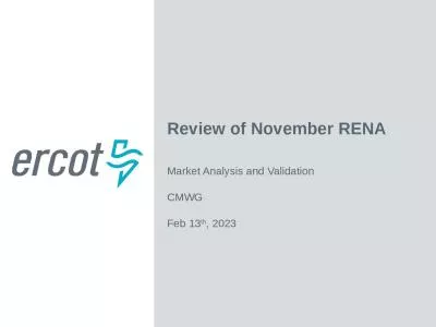 Review of November RENA Market Analysis and Validation