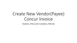 Create New Vendor(Payee)