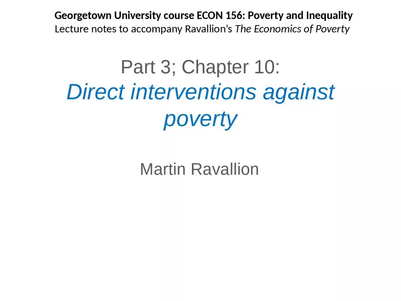 Part 3; Chapter 10: Direct interventions against poverty