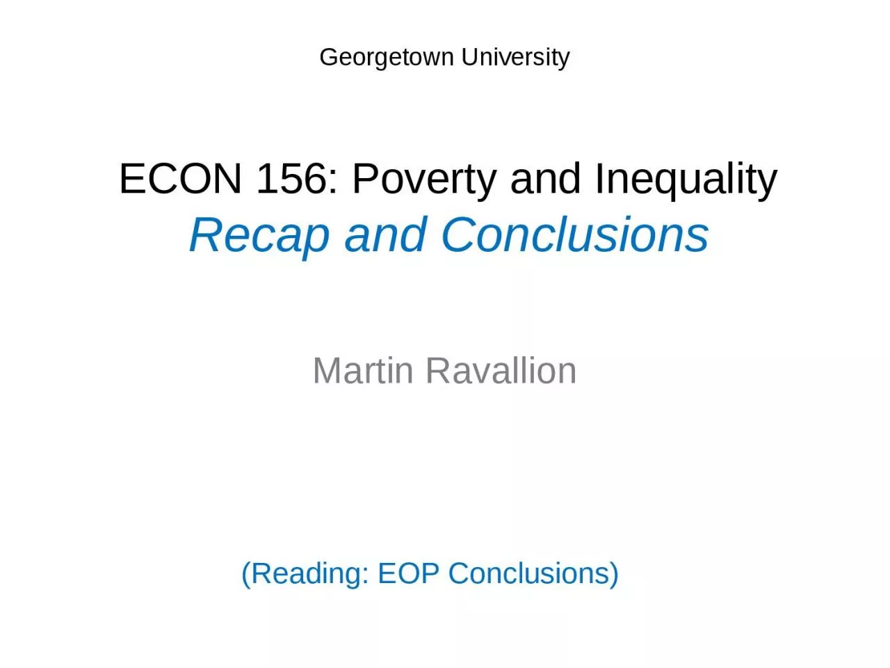 PPT-ECON 156: Poverty and Inequality