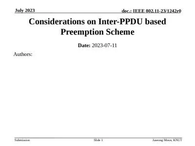 Considerations   on   Inter-PPDU based