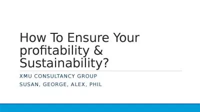 How To Ensure Your profitability & Sustainability?