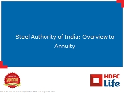 Steel Authority of India: Overview to Annuity