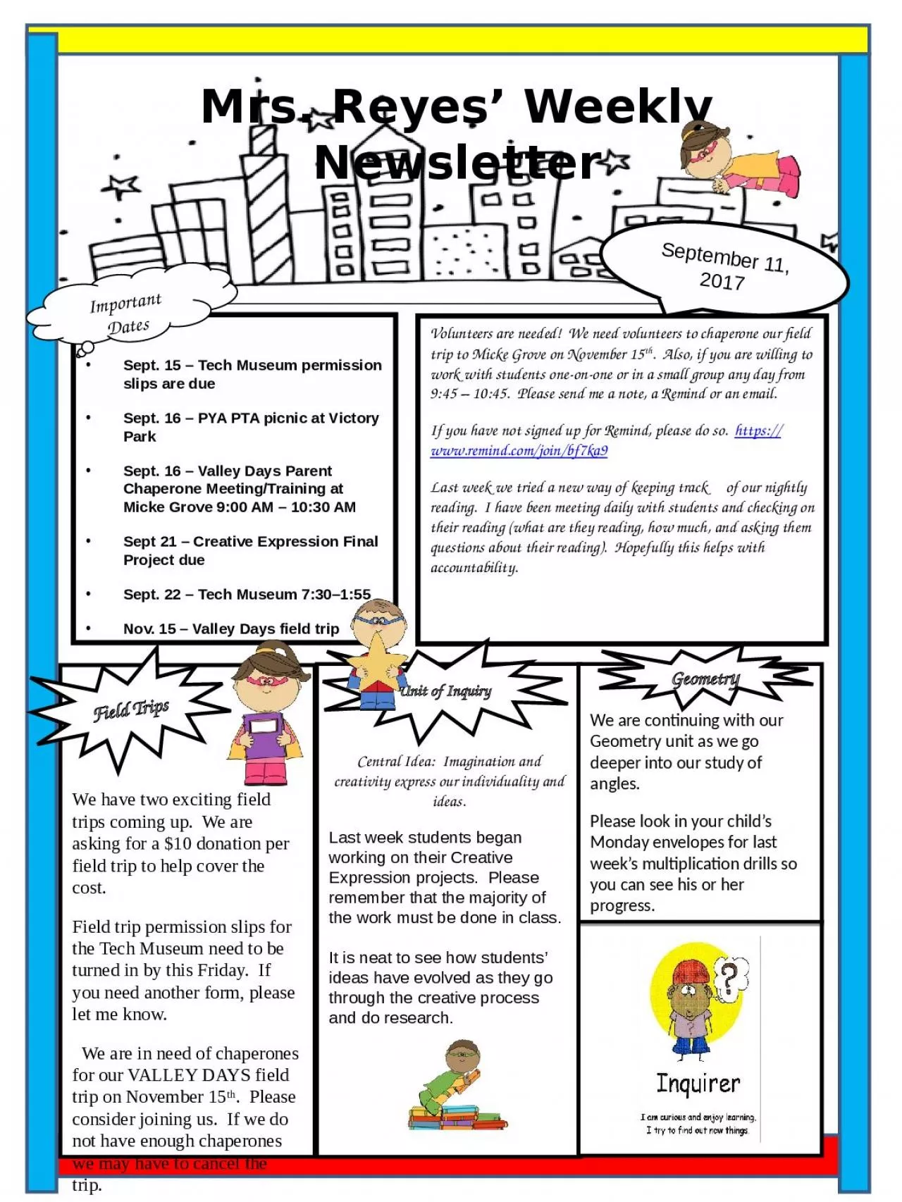 PPT-Mrs. Reyes’ Weekly Newsletter