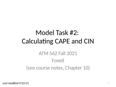 Model Task #2:  Calculating CAPE and CIN