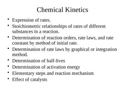 Chemical Kinetics Expression of rates.