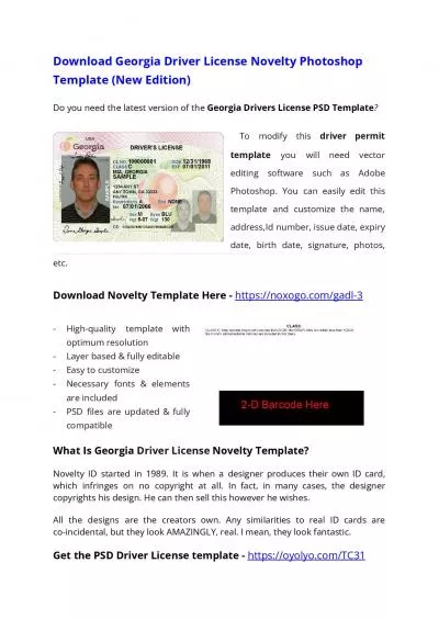 Georgia Drivers License PSD Template (New Edition) – Download Photoshop File
