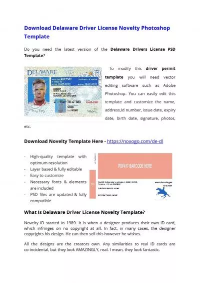 Delaware Drivers License PSD Template – Download Photoshop File