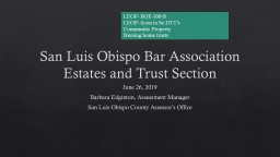 San Luis Obispo Bar Association Estates and Trust Section