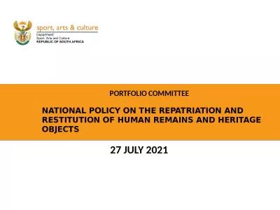 NATIONAL  POLICY  ON THE REPATRIATION AND RESTITUTION OF HUMAN REMAINS AND