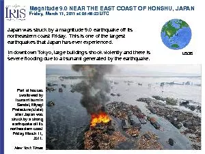Magnitude 9.0 NEAR THE EAST COAST OF HONSHU, JAPANFriday,  March 11, 2