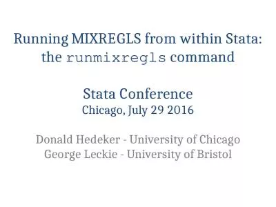 Running MIXREGLS from within Stata: the