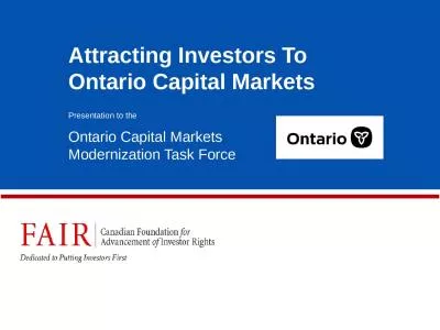 Presentation to the  Ontario Capital Markets