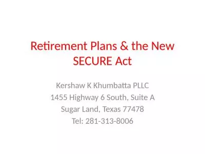 Retirement Plans & the New SECURE Act