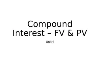 Compound Interest – FV & PV