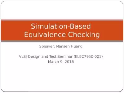 Speaker: Nansen  Huang VLSI Design and Test Seminar (ELEC7950-001)