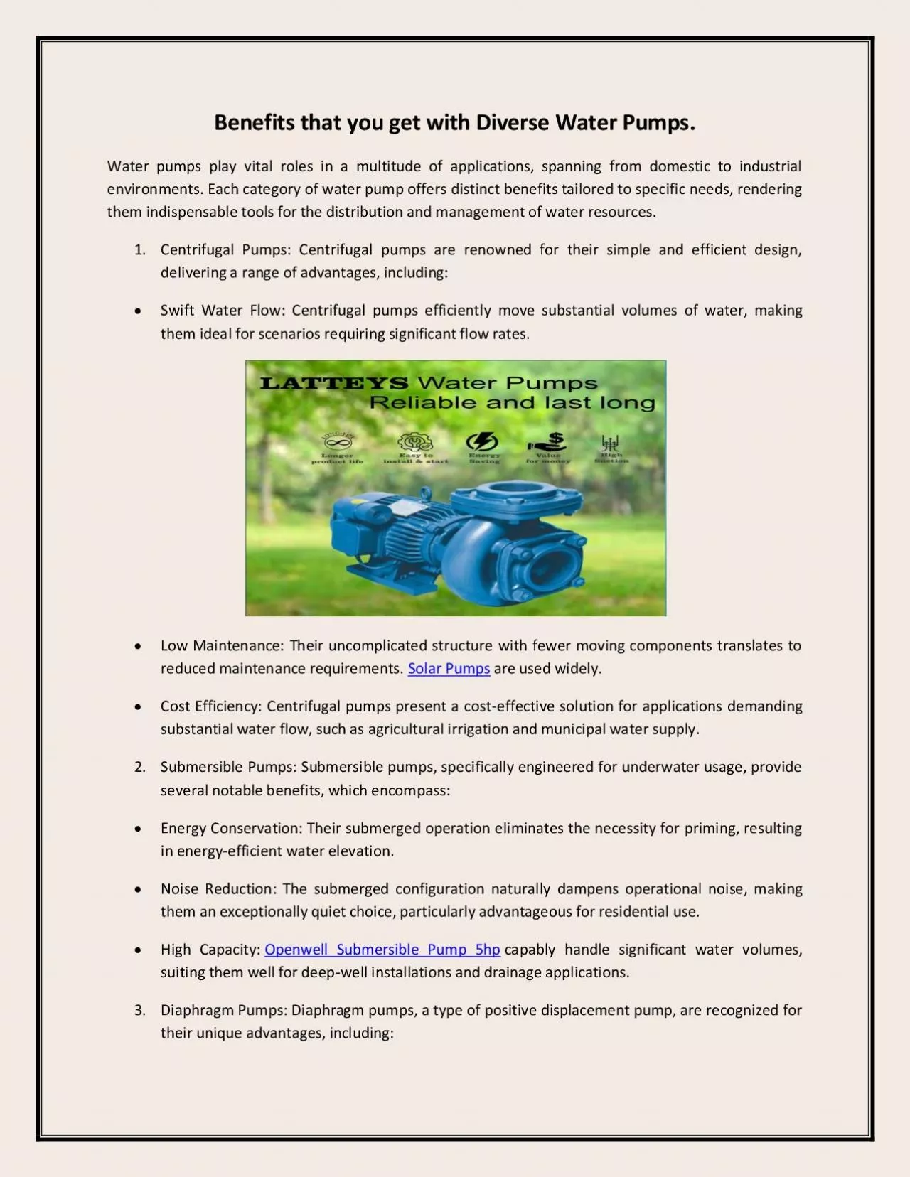 PDF-Benefits that you get with Diverse Water Pumps.