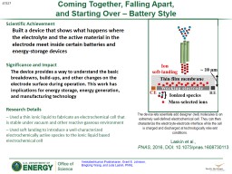 Scientific Achievement Built a device that shows what happens where the electrolyte and