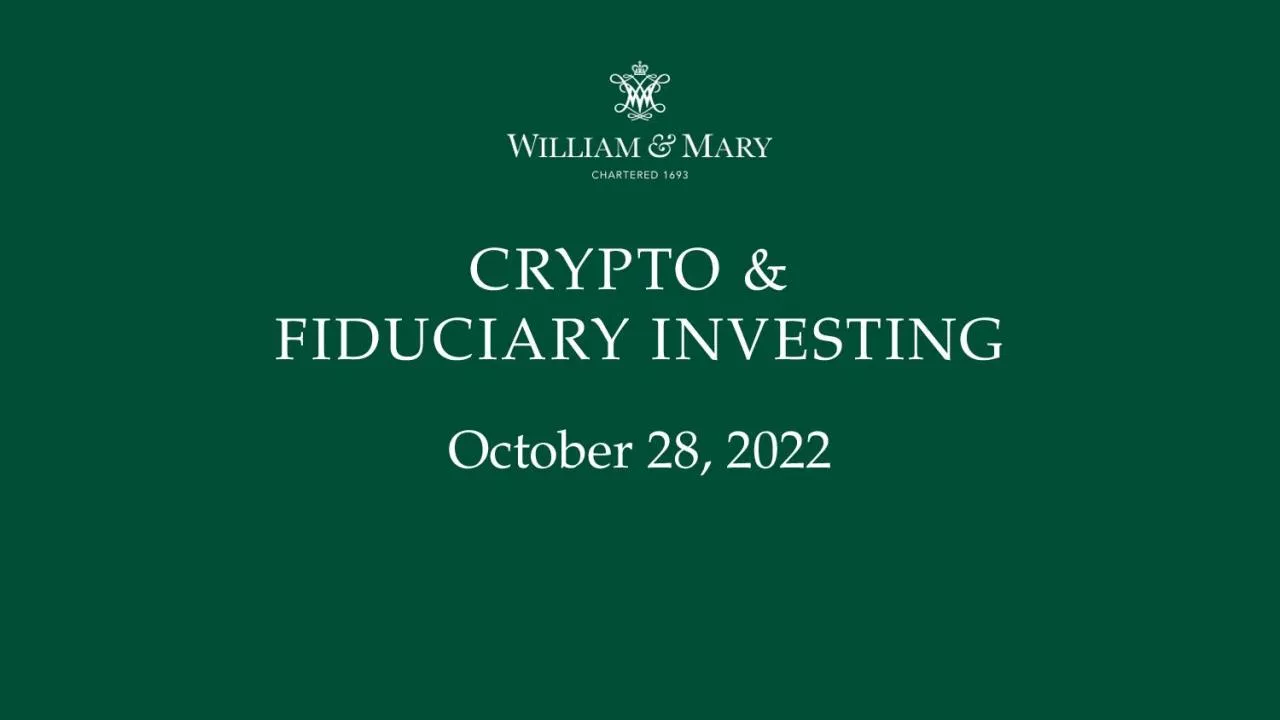 Crypto &  Fiduciary Investing