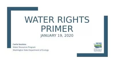 Water Rights Primer January 19, 2020