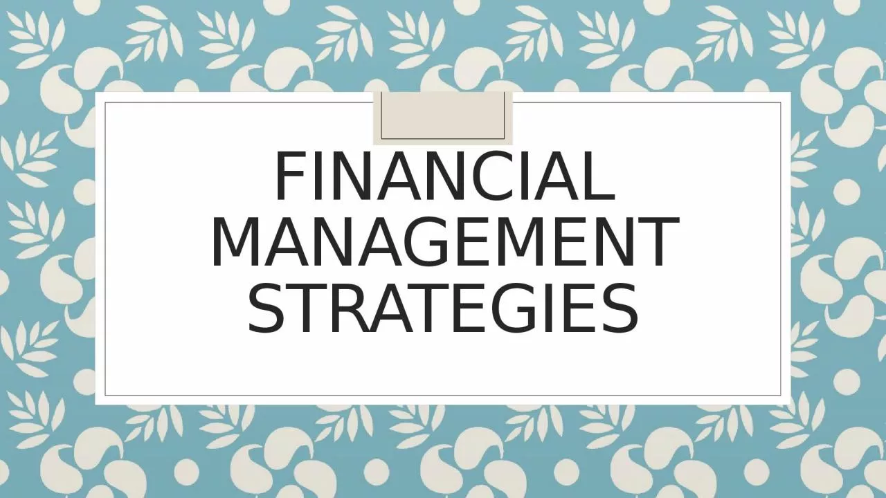 Financial Management Strategies