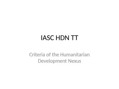 IASC HDN TT Criteria of the Humanitarian Development Nexus