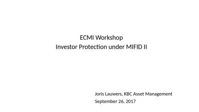 ECMI Workshop Investor  Protection