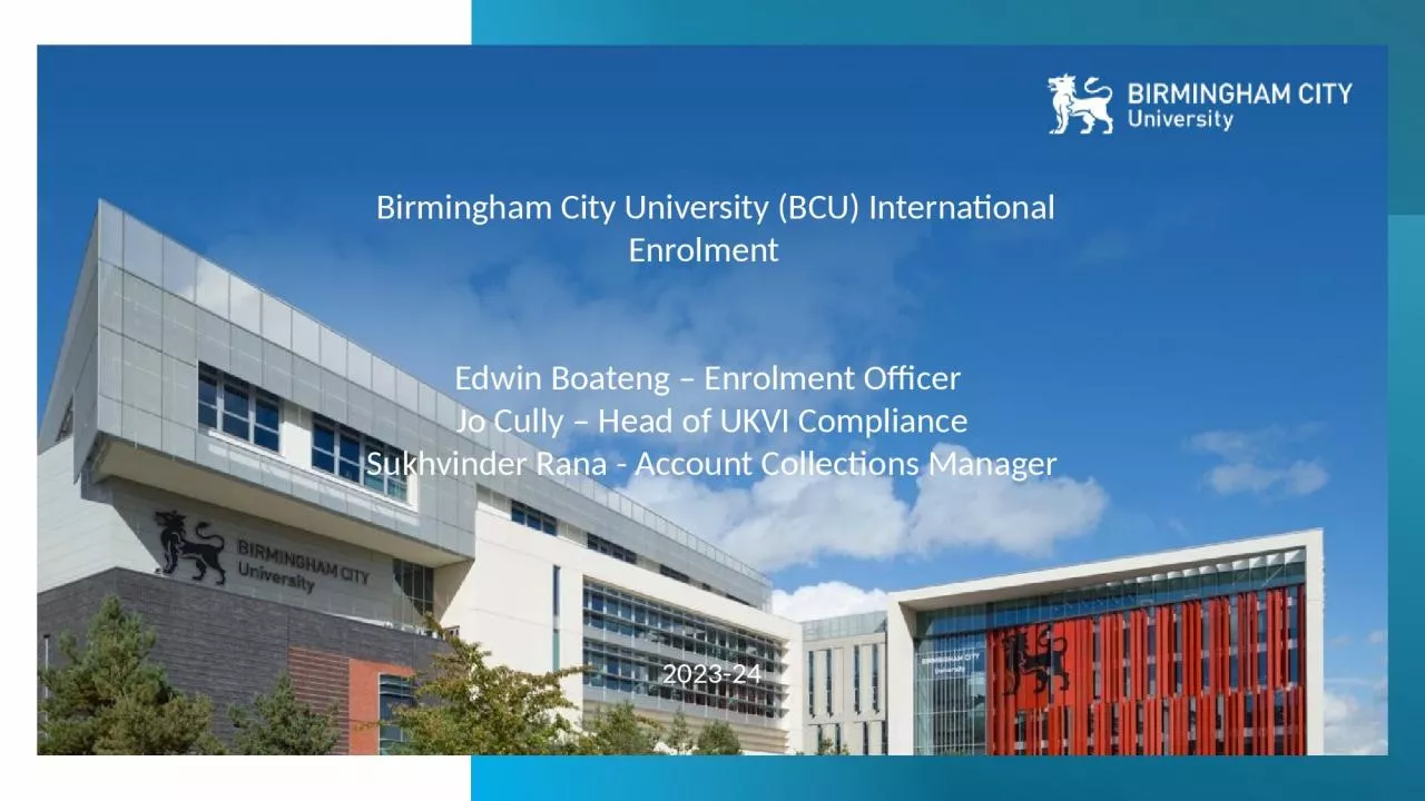 PPT- Birmingham City University (BCU) International Enrolment  