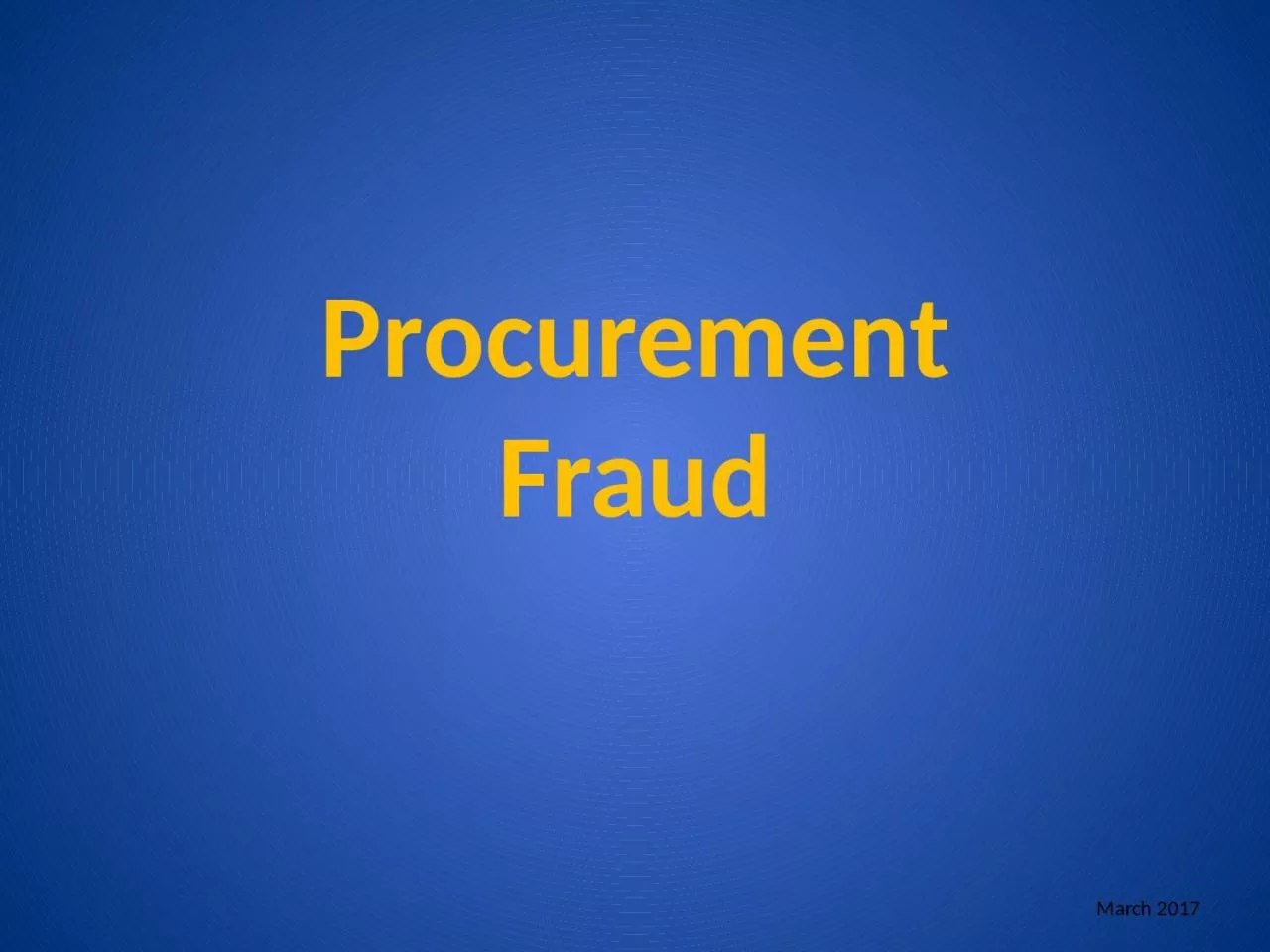 Procurement Fraud March 2017
