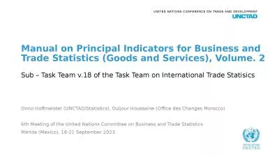 Manual on Principal Indicators for Business and Trade Statistics (Goods and Services),