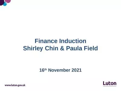 16 th  November 2021 Finance Induction