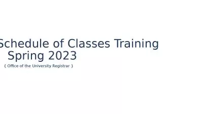 Schedule of Classes Training